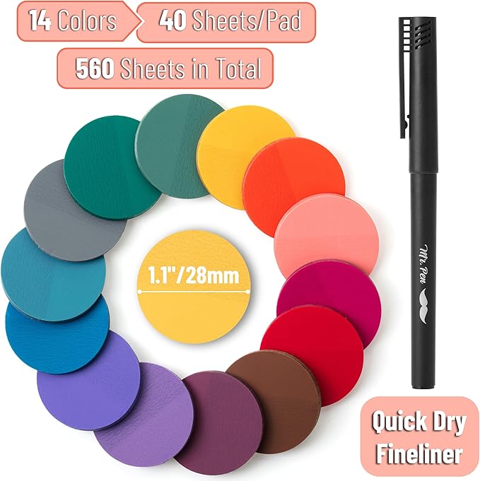Mr. Pen- Transparent Sticky Note Set, 560Sheets, Colorful, Round Transparent Sticky Notes Set, Stocky Notes for Bible Journaling