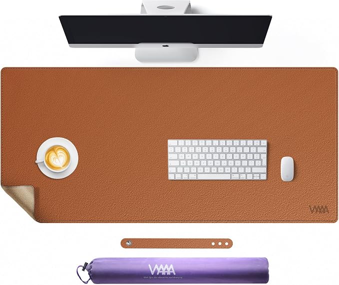 Vyaaa Cork & Leather Desk Pad, 43" x 20" Dual Sided Large Desk Mat, Large Mouse Pad on Top of Desks for Computer, Gaming, Home or Office (Brown)