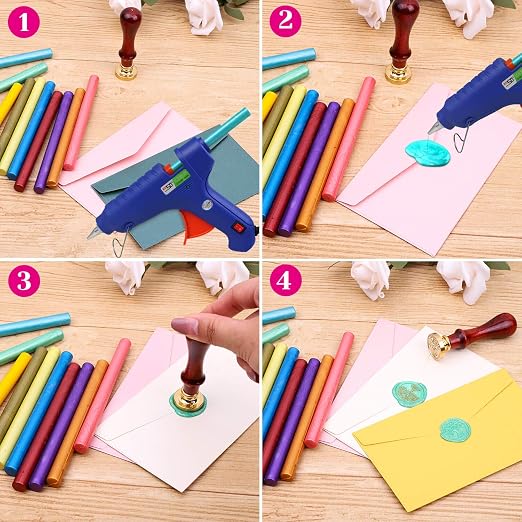 Paxcoo 26pcs Wax Seal Sticks for Stamps, Letters and Crafts - Glue Gun Sealing Wax (Assorted Colors)