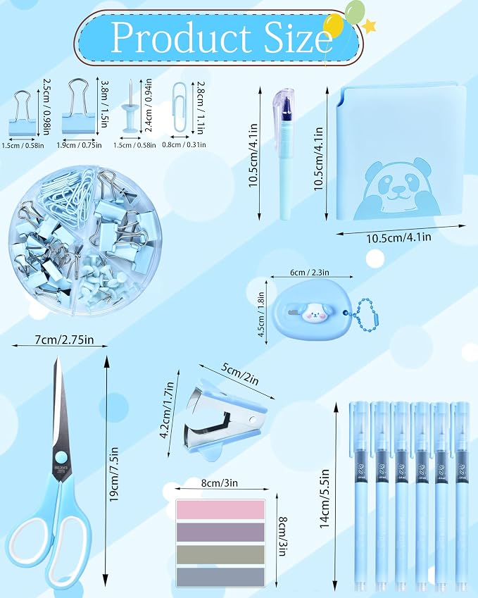 Blue Desk Accessories and Organizers with Desk Organizer and 360°Rotating Pen Holder stapler Pen and a Lot of Office Blue Office Supplies Beautifully Presented in a Gift Box