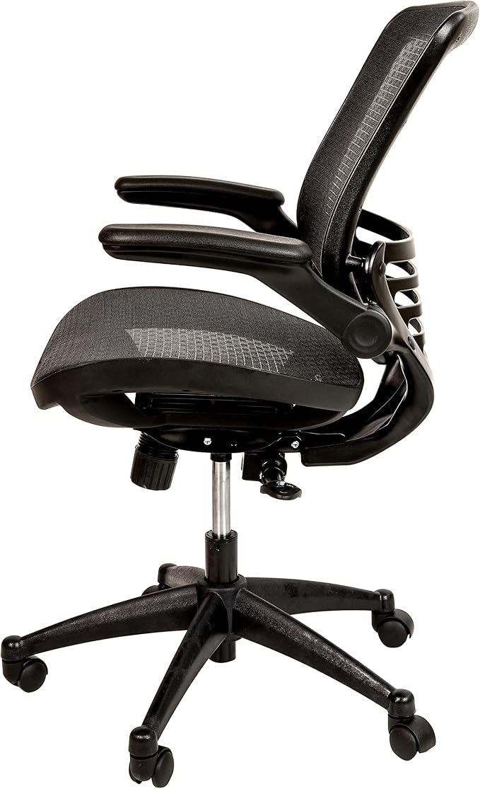 Flash Furniture Warfield Mid-Back Transparent Black Mesh Executive Swivel Office Chair with Black Frame and Flip-Up Arms