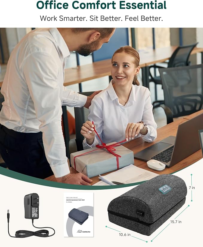 Snailax Footrest Massager with Adjustable Vibrating Heat, Ergonomic Footrest for Desk & Office, Foot Massager for Relaxation, Product for Office Workers, Fathers Day Gift for Dad