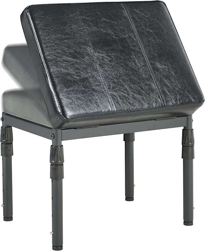 TIOPGHAD Adjustable Ottoman Pouf, 60 Degree Tilt, Brown Synthetic Leather | 4-Height Footrest, 28 Positions, Iron frame, Foam Cushion, 15.74 x 11.81 x 13.34 in, Under Desk, Living room, Home Office
