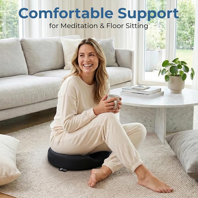 5 STARS UNITED Donut Pillow for Tailbone Pain & Hemorrhoids – Large Memory Foam Seat Cushion for Bed Sore-Prone Areas & Pressure Relief – Prostate, Postpartum & Pregnancy Support, Gray Mesh Cover