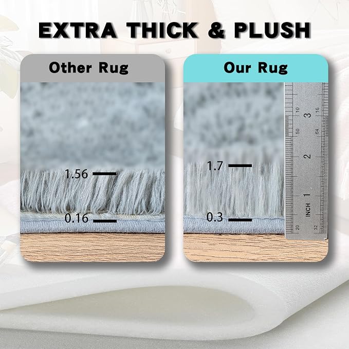 8x10 Area Rugs for Living Room, Grey Fluffy Shaggy Rug Soft Carpets, Big Rugs for Bedroom Nursery Kids Room Dorm Home Decor Aesthetic