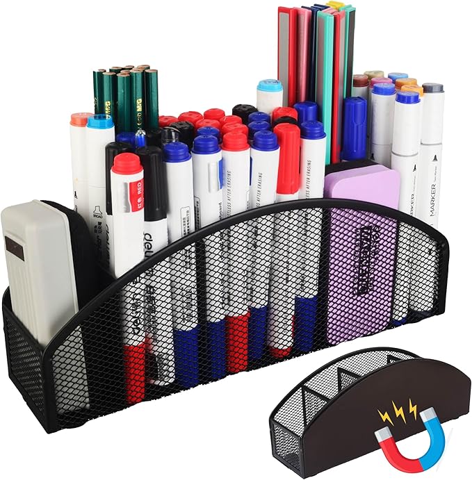 Heavy Duty Magnetic Storage Holder,5 Slots Magnetic Marker Storage Rack,10inch Large Magnetic Pen Holder for Whiteboard,Locker,Workshop(1 Pack)