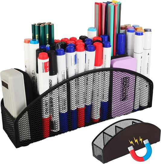 Heavy Duty Magnetic Storage Holder,5 Slots Magnetic Marker Storage Rack,10inch Large Magnetic Pen Holder for Whiteboard,Locker,Workshop(1 Pack)