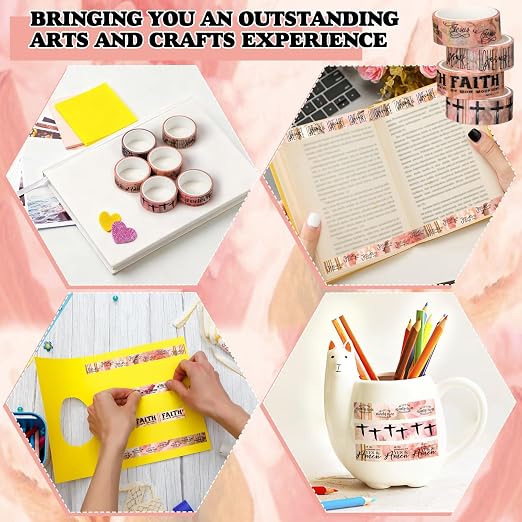 24 Rolls Back to School Christian Washi Tape Gifts Bulk Graduation VBS Religious Scripture Pink Bible Verse Washi Tape for Bible Journaling Crafting Students BibleStudy Stationery