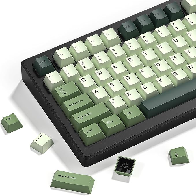 dagaladoo Keyboard keycaps Set, Double Shot PBT keycaps,Cherry Profile Custom Key caps 60 65 75 100 Percent for Cherry-mx Full Size Retro Mechanical Keyboard,Matcha Green