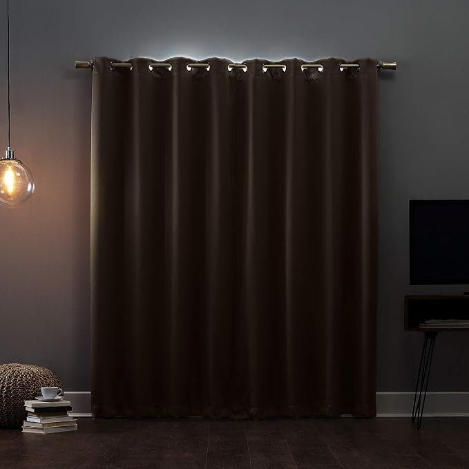 Sun Zero Nordic Theater Grade Extreme 100% Blackout Grommet Curtain Single Panel, 52" x 84", Taupe