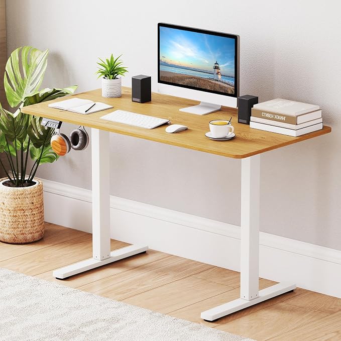 Tangkula Electric Standing Desk Frame, Height Adjustable Computer Desk Base with LED Display & 2 Memory Positions, Ergonomic Home Office Sit Stand Desk Legs for 40"-48" Tabletop (White)