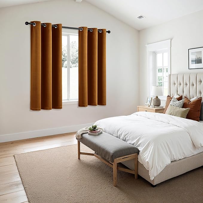 MIULEE Blackout Curtains for Bedroom Living Room 2 Panels, Thermal Insulated Room Darkening Drapes Grommet Noise Reducing Light Blocking Window Treatments 54 Inches Long 40x54 Inch Gold Brown