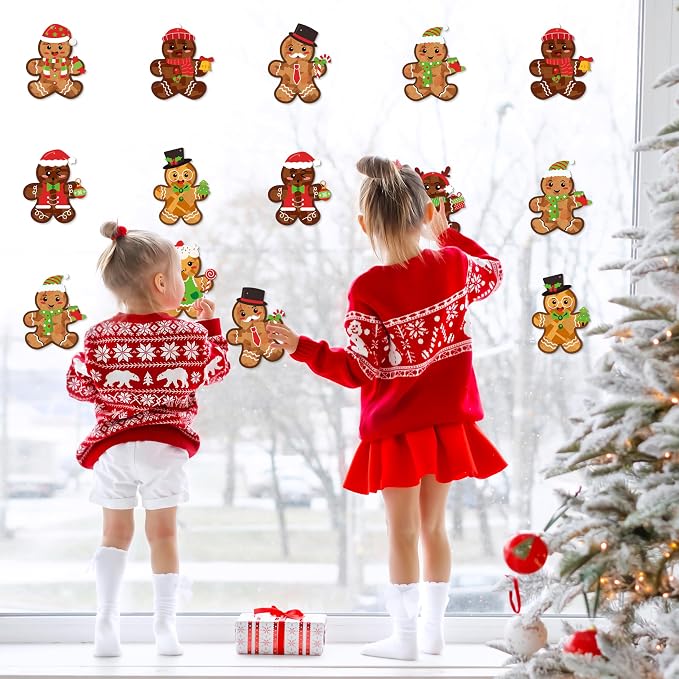 Renbuzhu 39PCS Christmas Crafts Bulk: Gingerbread Men Paper Suncatchers DIY Kit for Winter Xmas Holiday Activities Decorations, Window Stained Glass Effect Art Ornaments