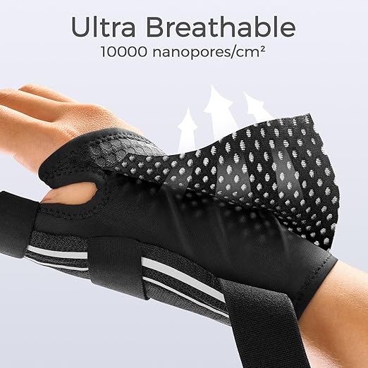 FREETOO Thumb Brace Support Right Hand or Left Hand for Arthritis Pain and Support, Thumb Spica Splint for Trigger Thumb, Thumb Stabilizer for Tendonitis, Sprain Fits Palm 7.5''-8.5'' S/M White