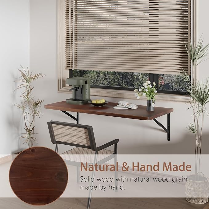 Floating Wall Desk for Home Office,Wall Mounted Table with Pine Wood,48 Inch Workbench for Garage,Work Table with Heavy Duty Brackets for Kitchen,Dining,Laundry,Floating Shelf for Wall