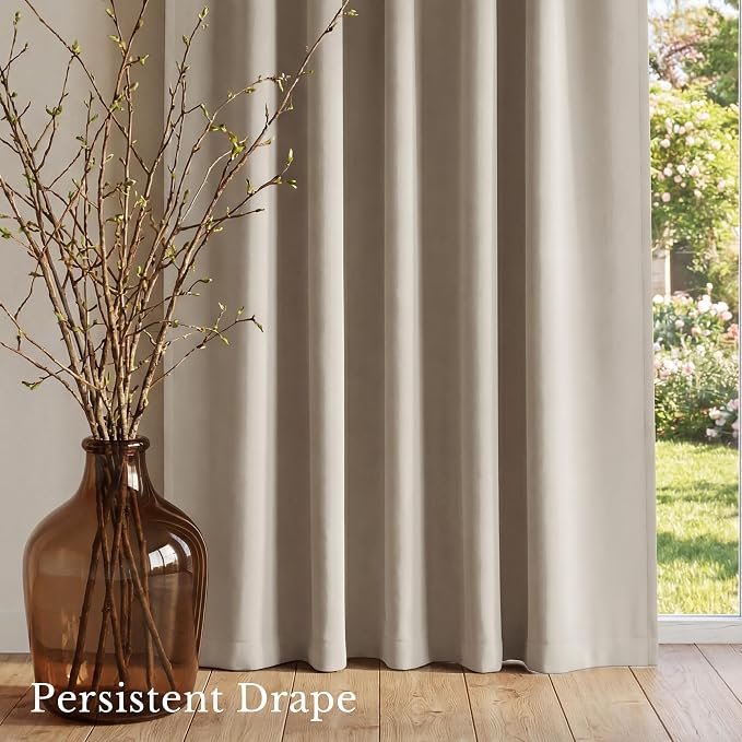 NICETOWN Window Treatment Thermal Insulated Rod Pocket Room Darkening Curtains/Drapes for Bedroom (Cream, 2 Panels, W42 x L63 inches)