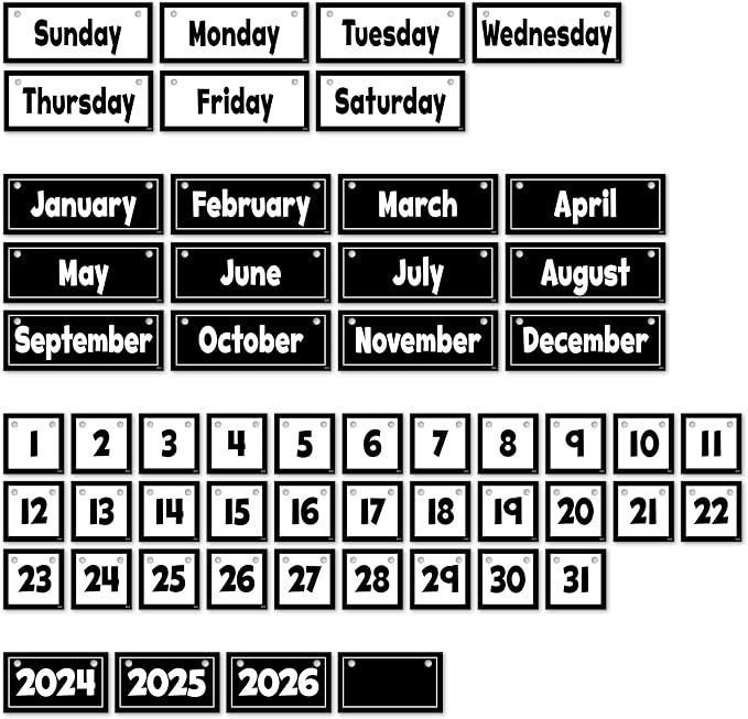 Teacher Created Resources Black and White Flip Calendar