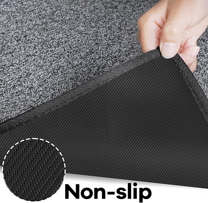 Kitchen Mat Set of 2 PCS, Cushioned Non Slip Rugs for Kitchen Floor, Absorbent Runner Comfort Standing Mats Washable for Kitchen, Office, Home (Black-Velvet, 17.3"x47"+17.3"x30")