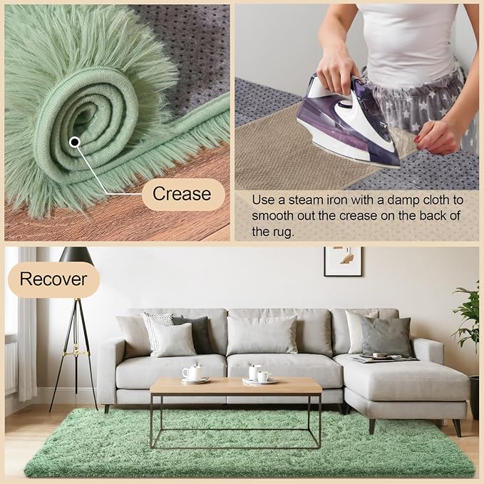 Mugorn Small Soft Shag Rugs for Bedroom, 3x5 Fluffy Area Rugs for Living Room