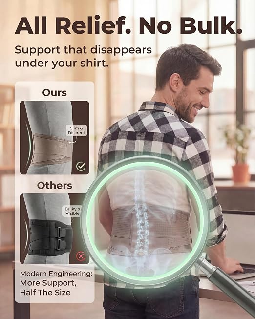 Sparthos Back Brace for Women & Men, Sciatica, Lower Back Pain - Taupe-XL
