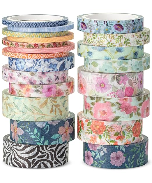 Mr. Pen- Washi Tape Set, 21 Rolls, Assorted Sizes, Floral Vintage | 5 Yards/Roll, Washi Tape for Scrapbook, Arts, Crafts, Journals and Planners
