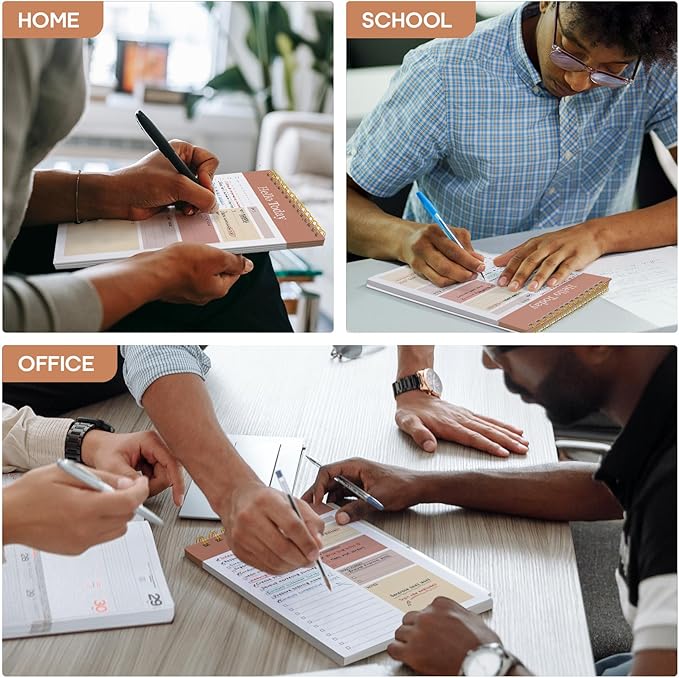 Taja To Do List Notepad - To Do List Notebook for Work with 52 Sheets, 9.8" x 6.5", Undated Daily Planner Perfect for Daily Tasks and Goal Setting, Notepad Suitable for Office, Home & School - Brown