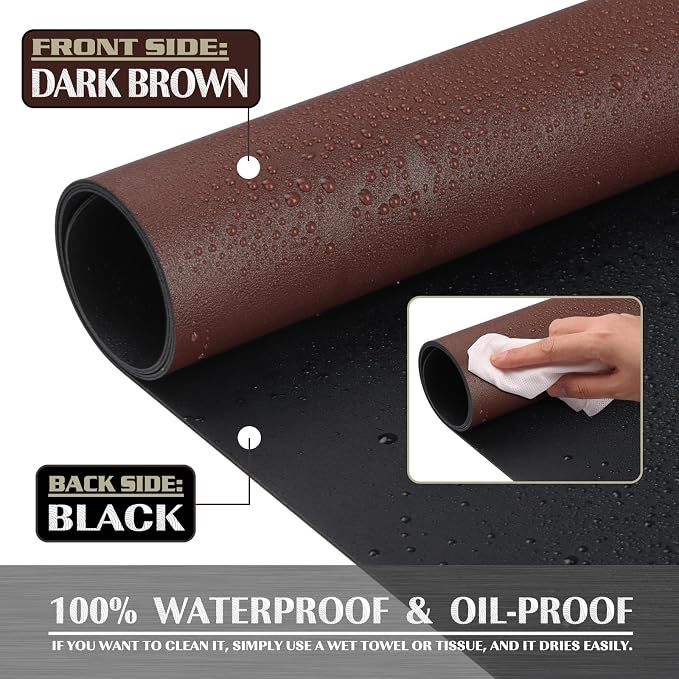 K KNODEL Large Office Leather Desk Mat, Mouse and Keyboard Pad, Computer and Laptop Mat, Desktop Protector and Cover, Writing Pad and Blotter (31.5"x15.7", Dark Brown)