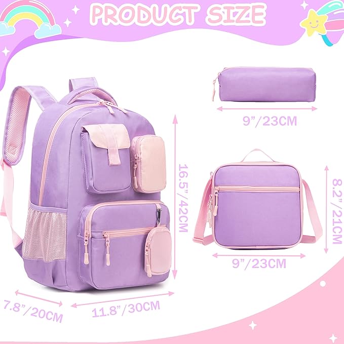 Cute Backpack for Girls Aesthetic Backpack School Backpack for Girls Backpack with Lunch Box Back to School Supplies