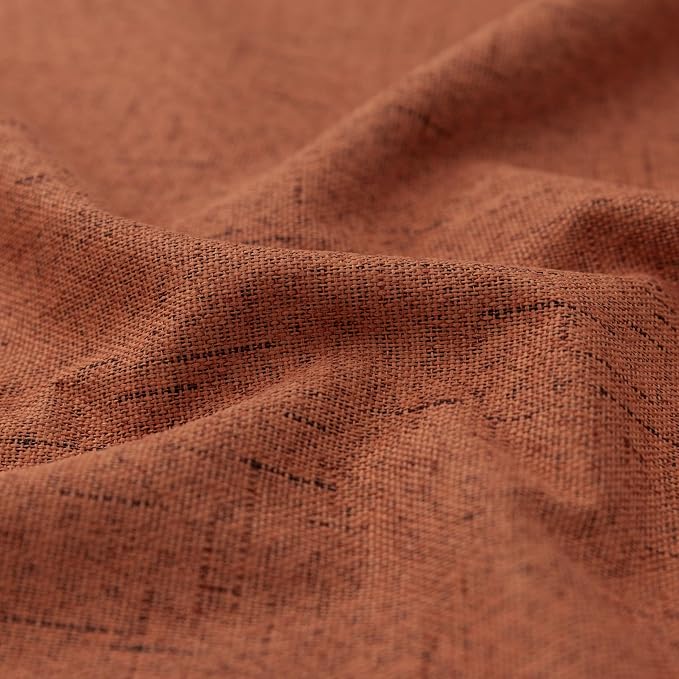 KOUFALL 52x72 Inches Long Terracotta Back Tab Linen Blackout Curtains