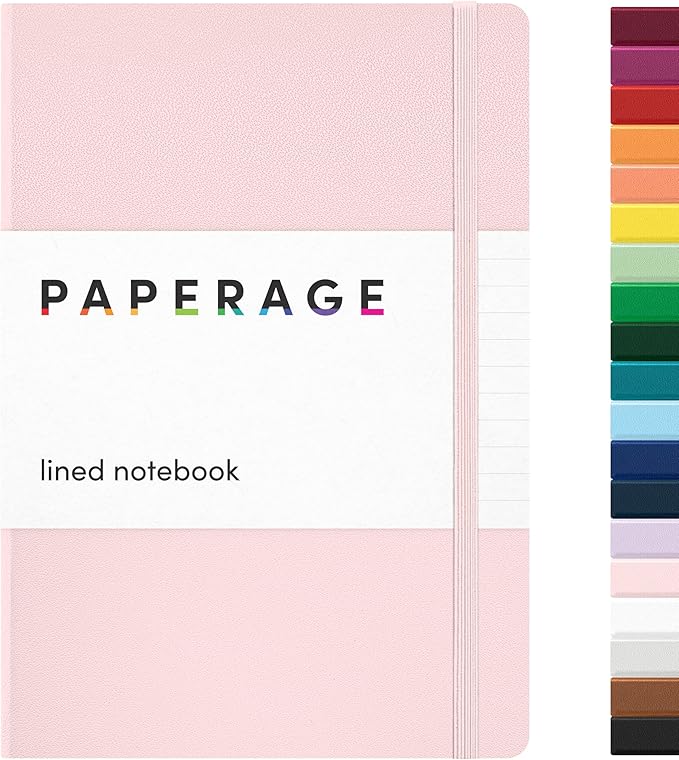 PAPERAGE Lined Journal Notebook, Hardcover Journal for Women & Men, 160 Pages, (5.6 in x 8 in), College Ruled Journaling Notebook for Work, School Supplies & Note Taking, (Blush)