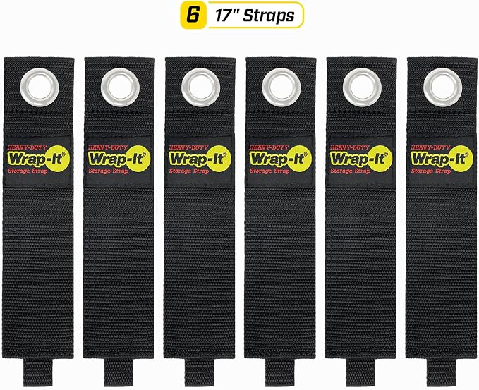 Heavy-Duty Wrap-It Storage Straps, 17-inch (6 Pack) - Extension Cord Organizer, Storage, Cord Straps, Cable Straps for Hoses, Rope, RV, Workshop, Boat, Tools, and Garage Wall Storage and Organization