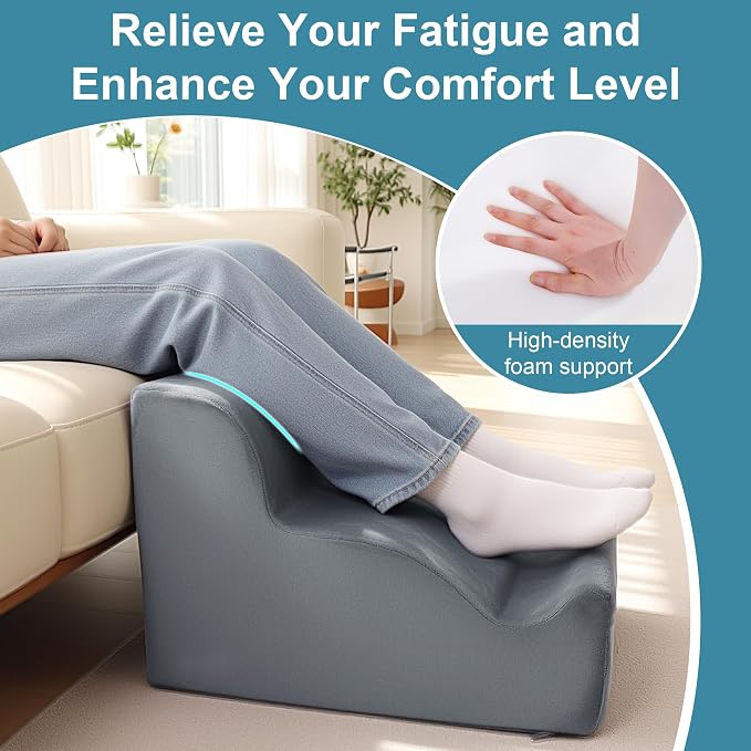 BALAPET Ergonomic Foot Rest Under Desk, Large Leg Rest for Desk with High Density Foam, Office Foot Stool for Chair, Multi-Use Leg Elevation Support Cushion for Work, Gaming, Sofa Relaxation(Gray)