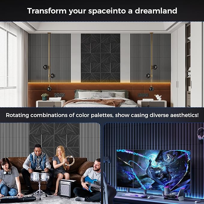 16 Pack 2-Layer Fold Soundproof Wall Panels, 12 x 12 x 0.43 in Large Sound Proof Foam Panels for Walls, High Density, 3D Acoustic Panels,Artistic Noise Dampening Panels Black&White
