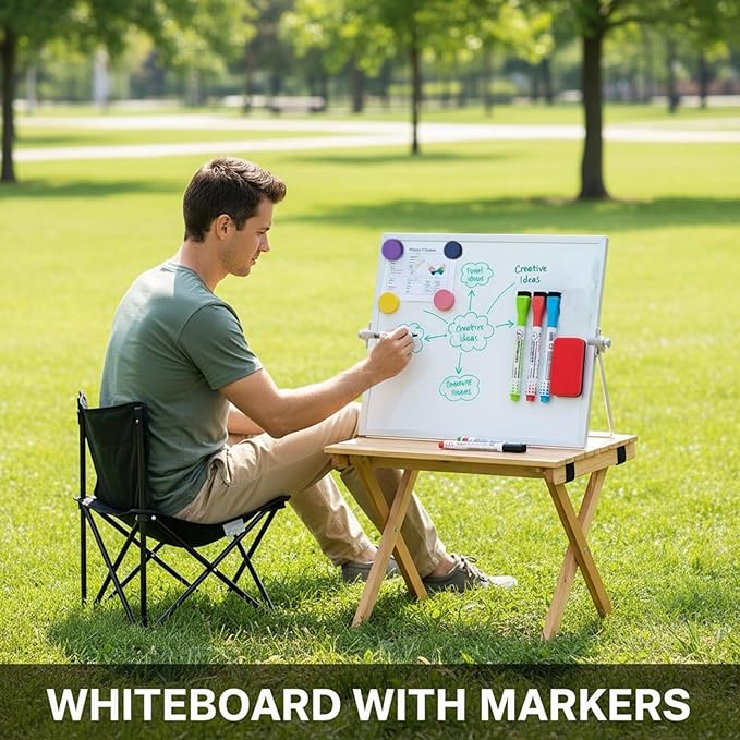 MXG Portable Double Sided Magnetic Dry Erase Board, 12x16 Inch Small White Board with Stand, Includes 4Markers, 1Eraser & 4Magnets, Desk Whiteboard for Office, Home, Classroom