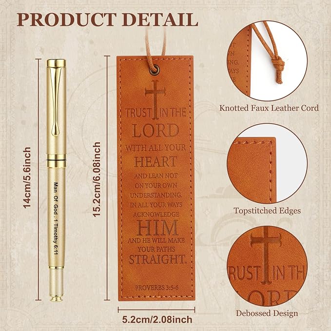 SAIWEILAI ONLINE 3 Pieces Christian Gifts for Men Religious Gifts for Men Bible Verse Inspirational Notebook Bible Verse Ballpoint Pen Trust in The Lord Bookmark for Men Office School Study Supplie