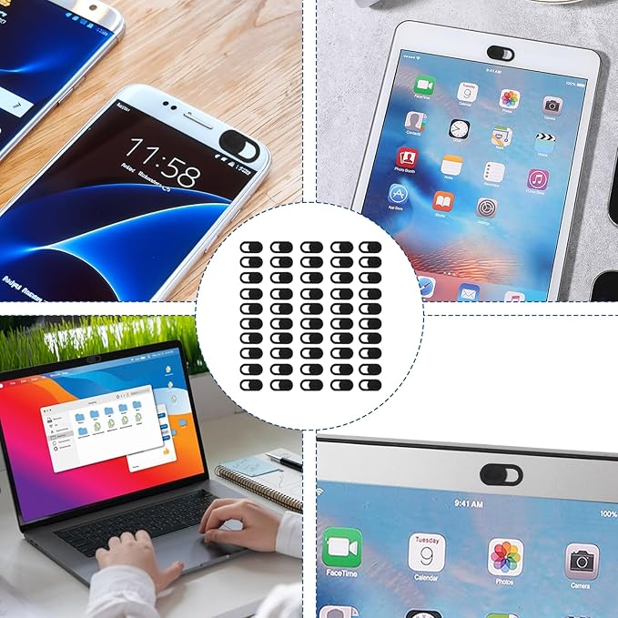 50 Pcs Webcam Cover Slide, 0.023 Inch Ultra-Thin Universal Laptop Camera Cover Slide Webcam Cover for Laptop, Computer(Black)