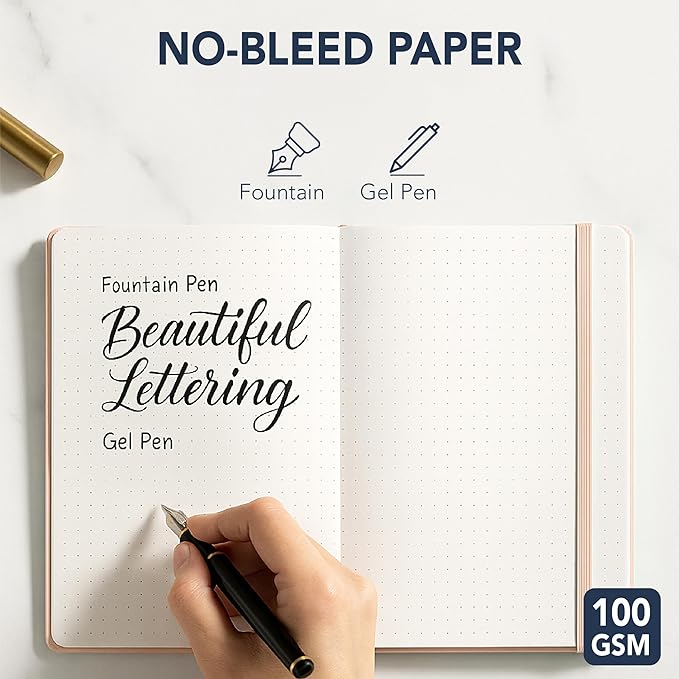 Mr. Pen- Dotted Journal Notebook, A5 Medium Size (5.7"x8.4") | 160 Pages (80 Sheets), Fabric Hardcover, 100 GSM Thick Paper, Bullet Dotted Journal for Planning, Tracking