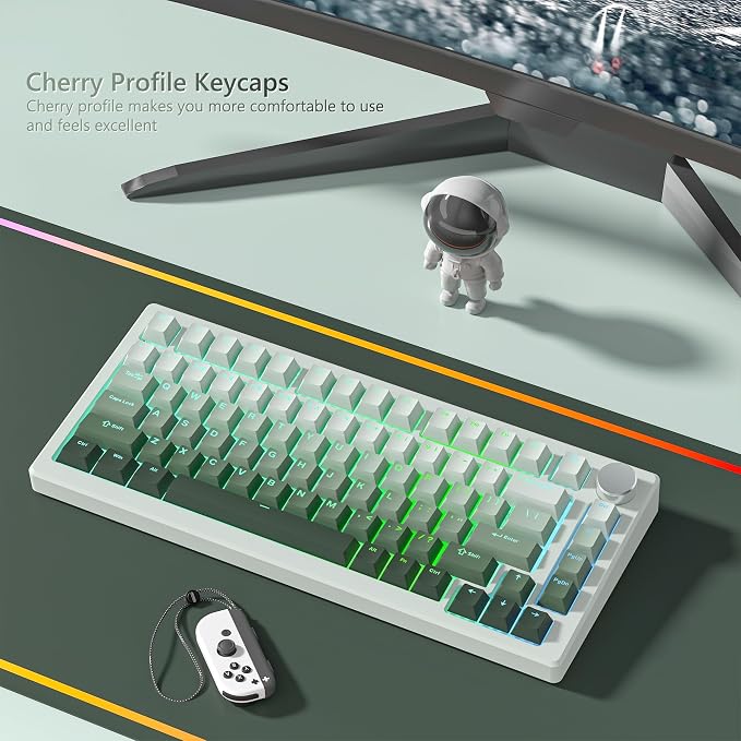 Womier Green Keycaps for Mechanical Keyboard, Shine Through PBT Keycaps Cherry Profile, Custom Key Cap for 60 75 100 Percent Cherry Gateron MX Switches Keyboard, Gradient Green