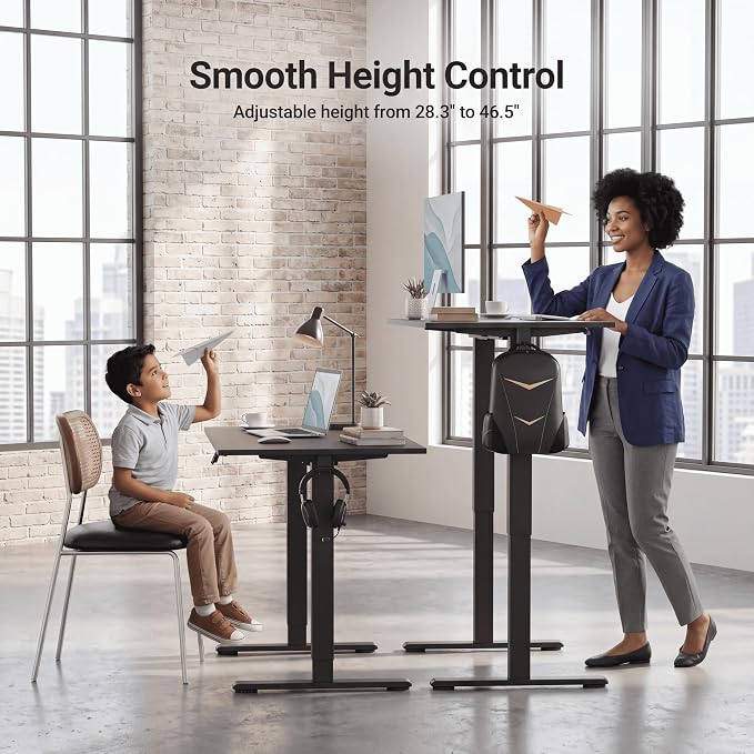 Claiks Electric Standing Desk 32x19 Inch Adjustable Desk, Black | 156lbs weight capacity, 3 memory presets, industrial steel frame, cable management hub, adjustable height , easy assembly