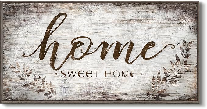 Large Framed Home Sweet Home Wall Art for Living Room, Vintage Rustic Brown Canvas Artwork for Walls, Family Sign Farmhouse Horizontal Painting Print Wall Decor for Bedroom Hallway Office, 30x60 Inch