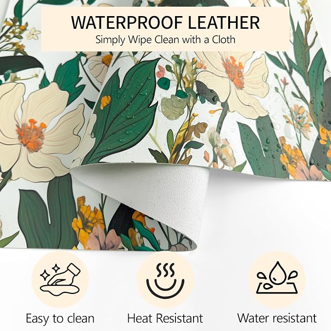 Floral Desk Mat (31.5"x15.7") | Waterproof, Leather, Mouse Pad