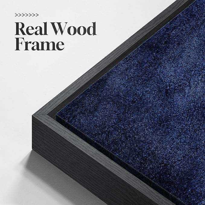 Large Framed Navy Blue Abstract Wall Art for Living Room, Modern Canvas Prints Paintings Artwork for Walls, Minimalist Blue Pictures for Hallway, Bedroom, Office Wall Decor -30x30 In