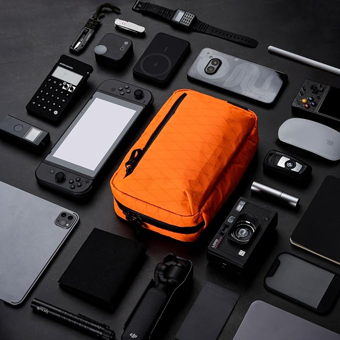 ALPAKA Elements Tech Case - Travel Organizer Pouch for Electronics, Cables, EDC with Weatherproof Fabrics, YKK Zippers (Hot Orange RVX21 Fabric, Halloween Edition)