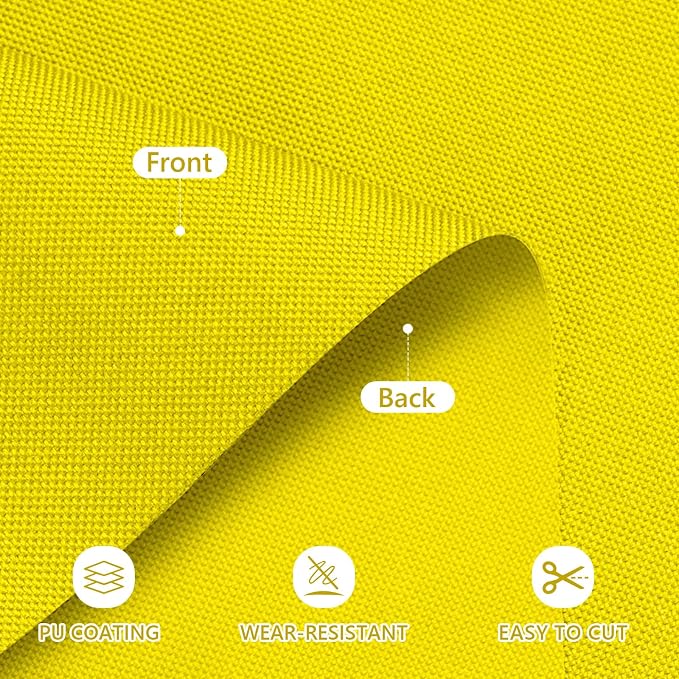 Waterproof Canvas Fabric by The Yard 58inch 600D Upholstery Material Polyester Fabric Outdoor Water Resistant Fabric for Sewing Chair Patio Cushion Purse Bag Interior, Pre Cut 2 Yard Yellow