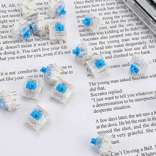 30Pcs Blue Switch Replacement, 3 PIN Mechanical Keyboard Switches, Clicky with Strong Tactile Feedback, Accurate Typing, Dustproof, Office and Gaming LED Keyboard Universal Replacement Parts