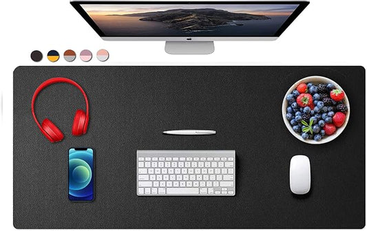 SUJAYU Dual Sided PU Leather Desk Pad, Mouse Pad, Office Desk Mat, Non-Slip Laptop Desk Pad, Waterproof Desk Writing Pad for Office and Home (35.4" x 17.7", Black)