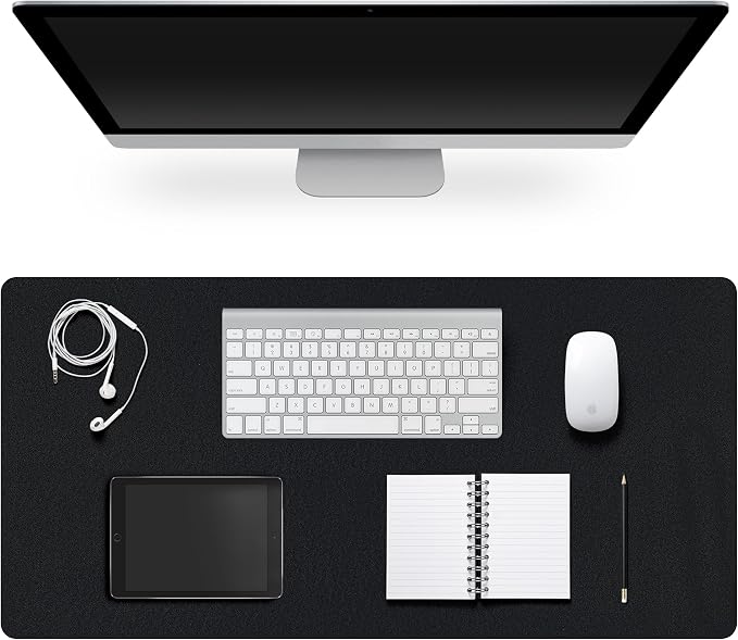 Leather Desk Pad Protector,Non-Slip Desk Pad,on-Slip PU Leather Large Mouse Pad,Easy Clean Desk Protecor Mat,Writing Pad for Office Work/Home/Decor(Black, 47.2" x 17")