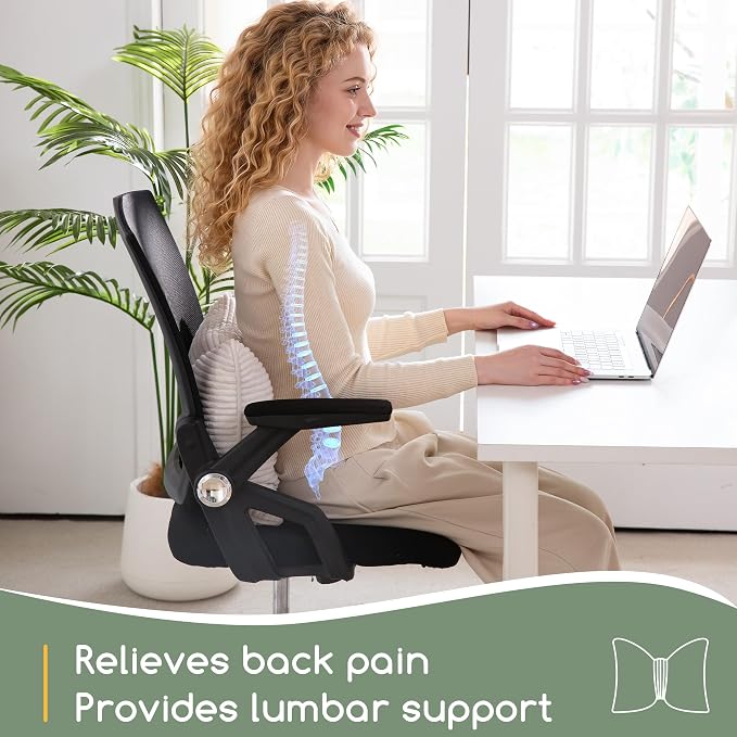 HIGOGOGO Lumbar Support Pillow for Recliner Chair, Bow Knot Shaped Back Support Cushion, Striped Corduroy Soft Decorative Lumbar Pillow for Office Chair, Sofa, Car, Bed, Living Room - Beige