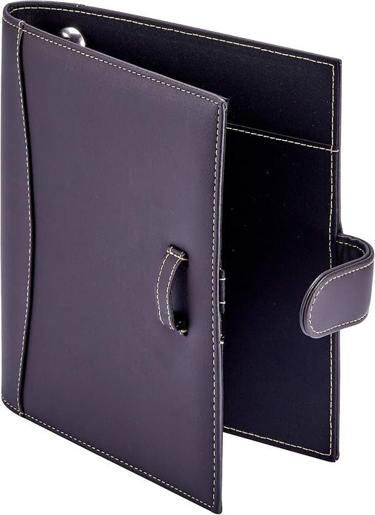 It's Academic Mini Executive Leather Portfolio Folder, 1" Ring Binder and 250-Sheet Capacity, Note Pads, and 5.5" x 8.5" Documents, 2 Pen Loops, Dark Brown Faux Leather (98295
