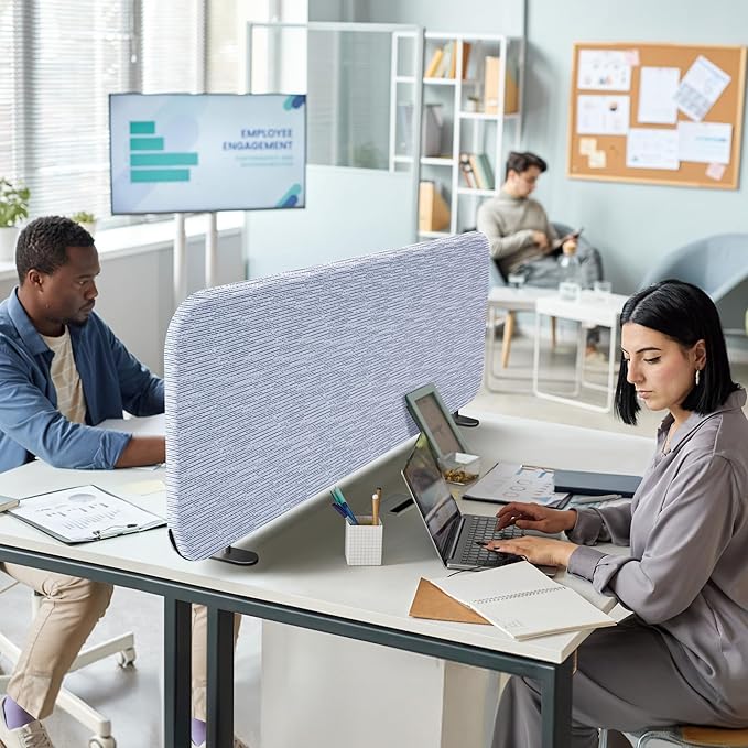 DECOLAB Freestanding Desk Divider, Portable Table Privacy Partition for Office, Home, Countertop, Shared Workspace, Study, Anti-Scratch, 48 x 18 Inch, Birch